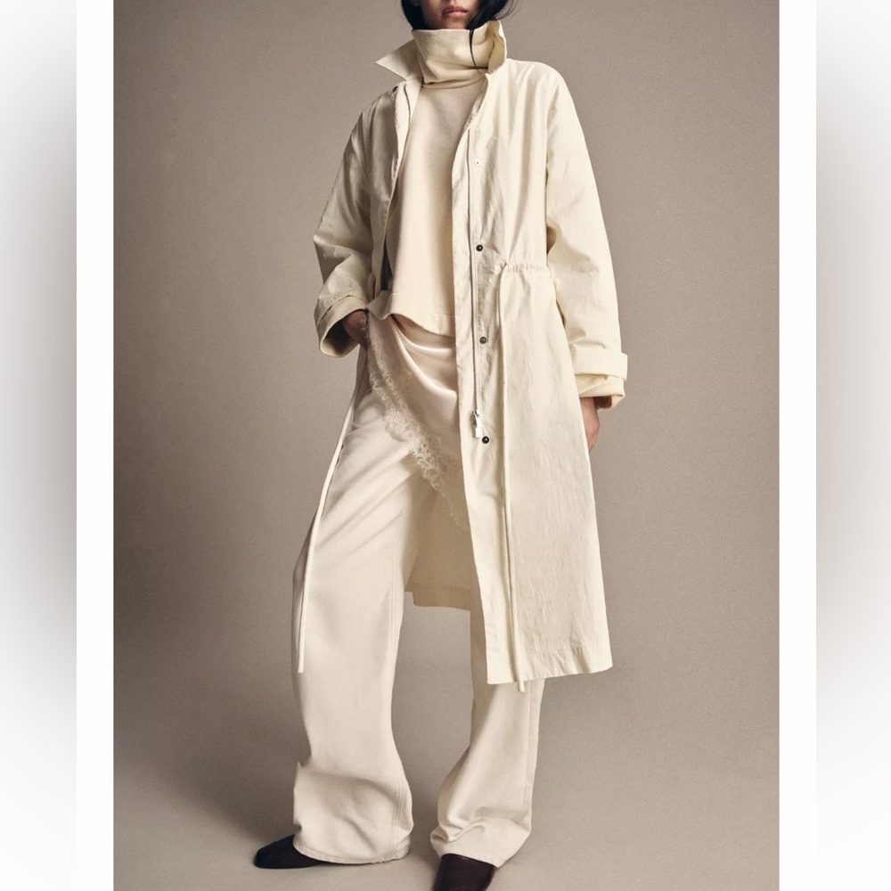 Zara Cream Long Trench Coat